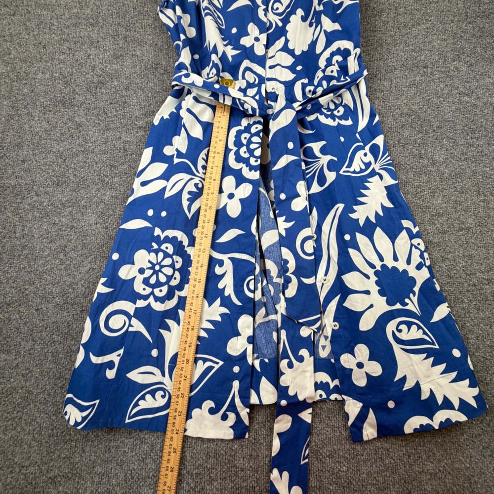 Boden Womens 12R Blue White Floral Cotton Midi Shirt Dress Vacation Belted NWT - Picture 4 of 13
